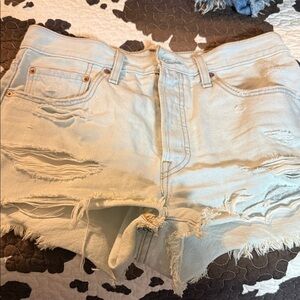 Levi's Light Blue Distressed Jean Shorts